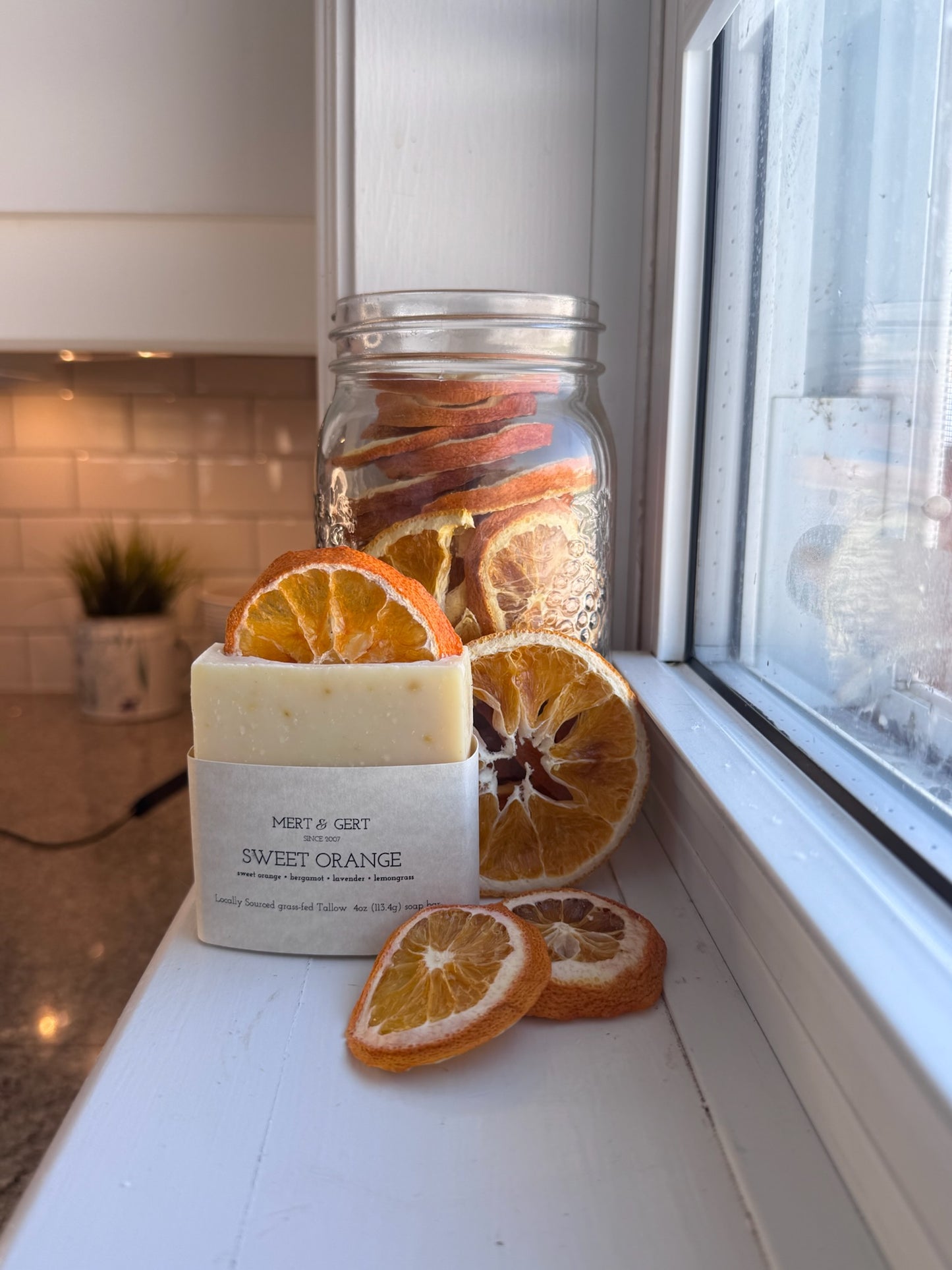 Sweet Orange Tallow Cleansing Bar - Gentle Natural Soap, 4 oz