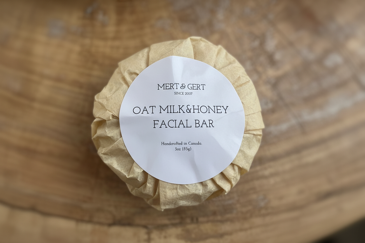 Single Oat Milk & Honey Facial Bar with softened background